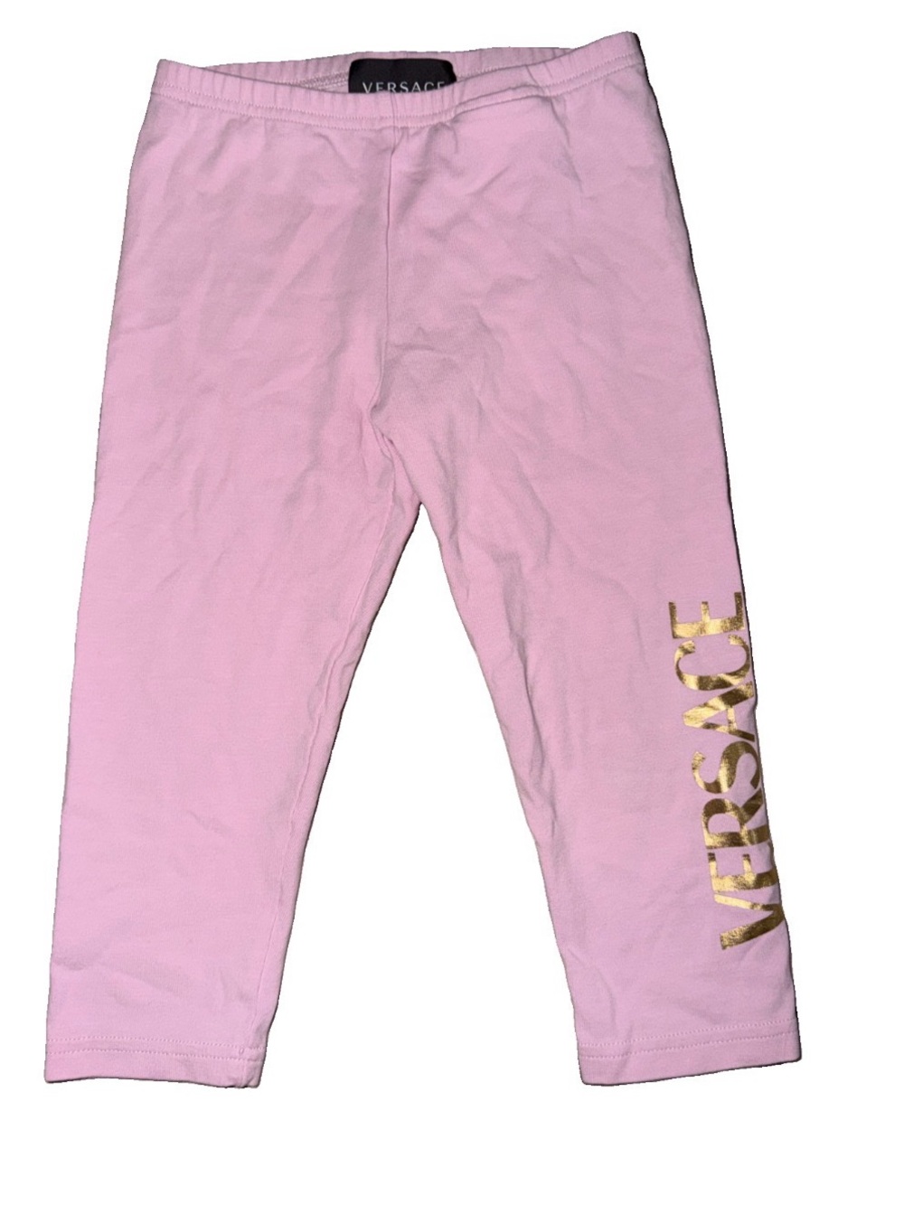 Versace Kids Pink Leggings with Gold Logo